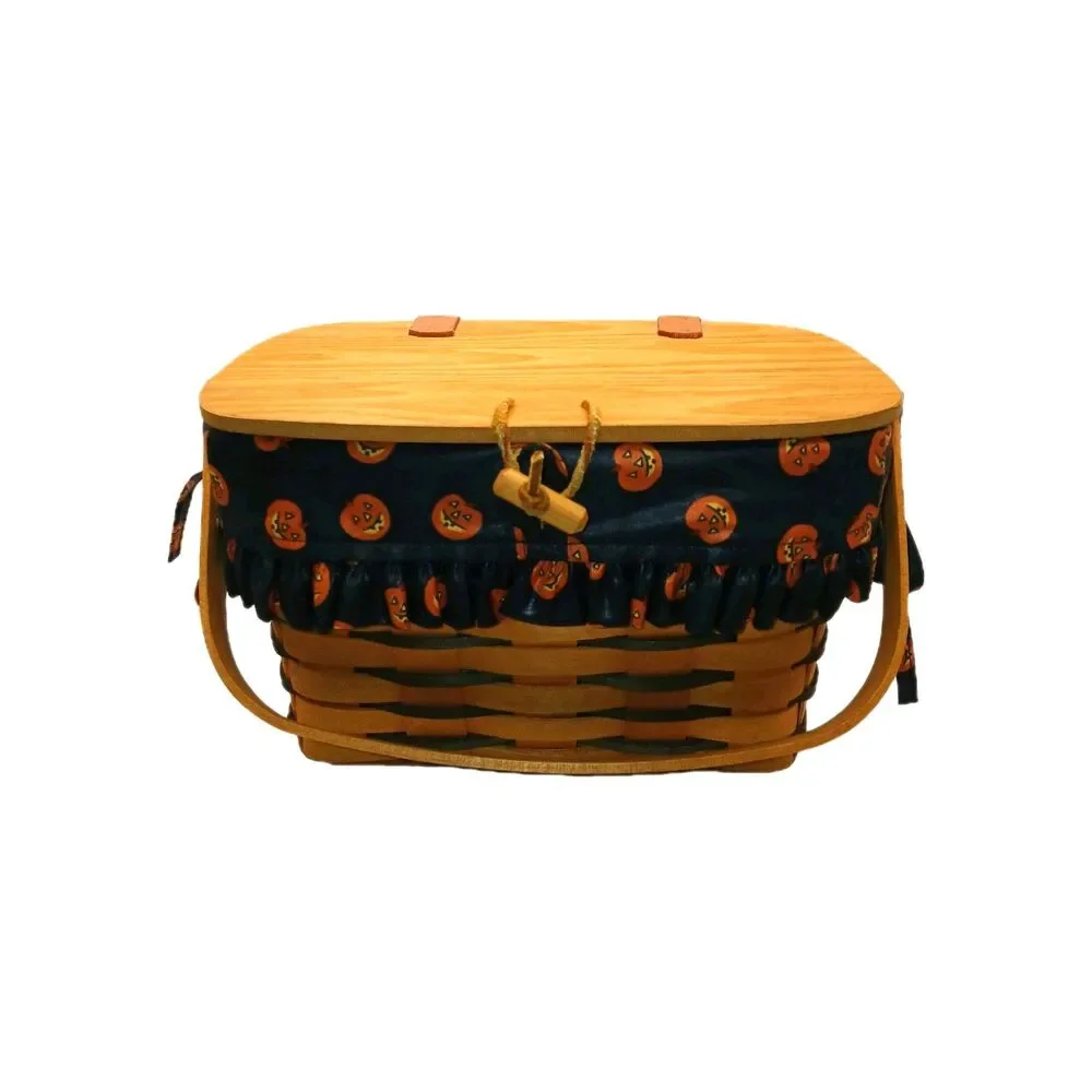 Longaberger Basket Purse Bag Swing Handle Pumpkin Jack O Lantern Liner 1998 Sign